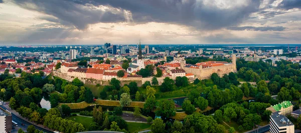 Castle view in Tallinn. Scene from above at sunset.