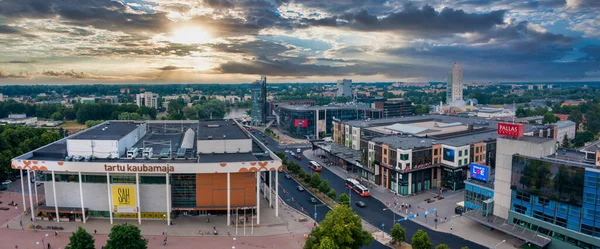 Aerial view of the student city of Tartu. Summer evening view. — 스톡 사진