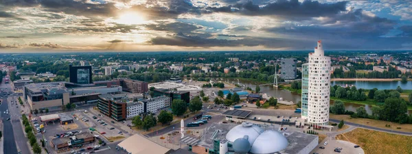 Aerial view of the student city of Tartu. Summer evening view. — стокове фото