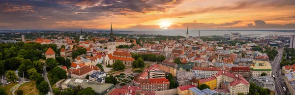 Vedere aeriană a orașului vechi Tallinn într-o zi frumoasă de vară — Fotografie, imagine de stoc