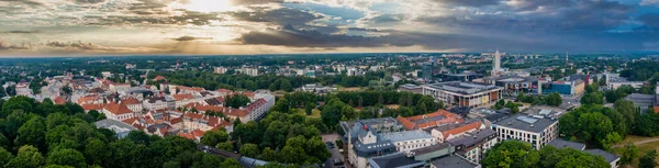 Aerial view of the student city of Tartu. Summer evening view. — Fotografia de Stock