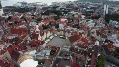 Aerial view of medieval Tallinn city in Estonia, Baltics.