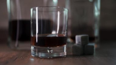 Glass of whiskey, special whiskey cooling stones 