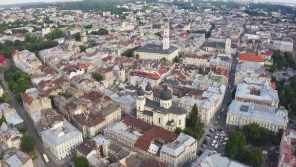 Lviv, vista a la ciudad, centro histórico, Ucrania, oeste de Ucrania — Vídeos de Stock