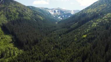 Alplerdeki cennet manzarasının panoramik hava manzarası