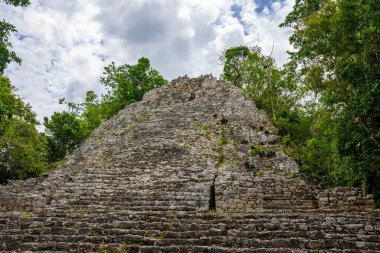 Nohoch Mul Piramidi, Maya şehri Coba 'nın antik kalıntılarında.
