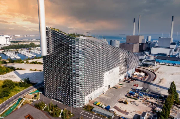 Waste-to-Energy Power Plant in Copenhagen with the ski area on the roof