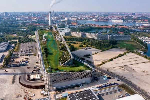 Waste-to-Energy Power Plant in Copenhagen with the ski area on the roof