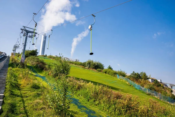 Waste-to-Energy Power Plant in Copenhagen with the ski area on the roof