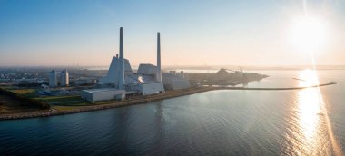 ECO ESG yeşil güç istasyonunun hava görüntüsü. 