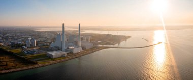 ECO ESG yeşil güç istasyonunun hava görüntüsü. 