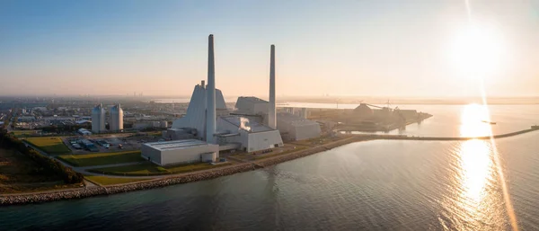 stock image Aerial view of the ECO ESG green power station. 