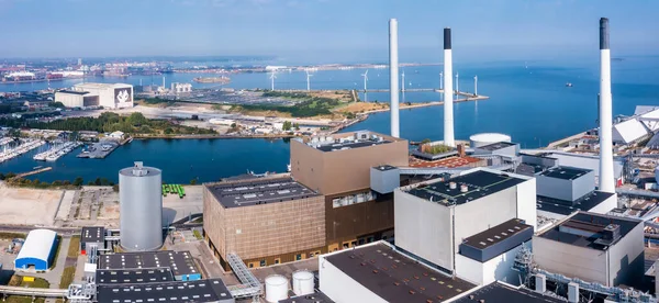 Vista aérea de la central eléctrica ecológica ECO ESG. — Foto de Stock