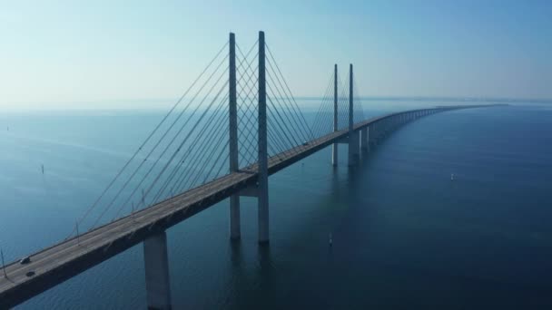 Vista aerea panoramica del ponte di Oresund sul Mar Baltico — Video Stock
