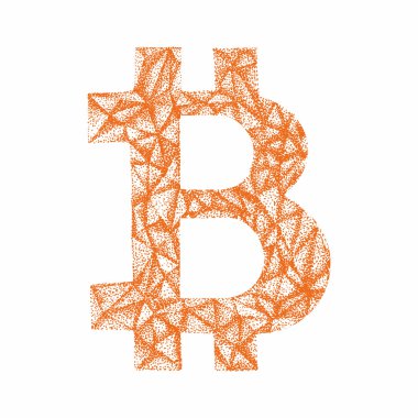 Vektör Bitcoin sembolü. Elle çizilmiş şifreleme illüstrasyonu