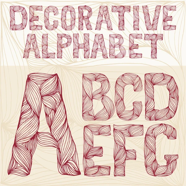 Hand drawing Decorative ornate alphabet. a-g typography collecti — Stockfoto
