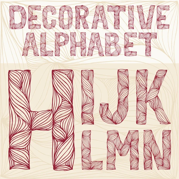 Hand drawing Decorative ornate alphabet. h-n typography collecti — Stockfoto