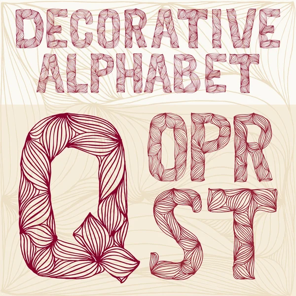 Hand drawing Decorative ornate alphabet. q-t typography collecti — Stockfoto