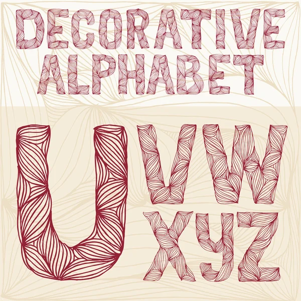 Hand drawing Decorative ornate alphabet. u-z typography collecti — Stockfoto