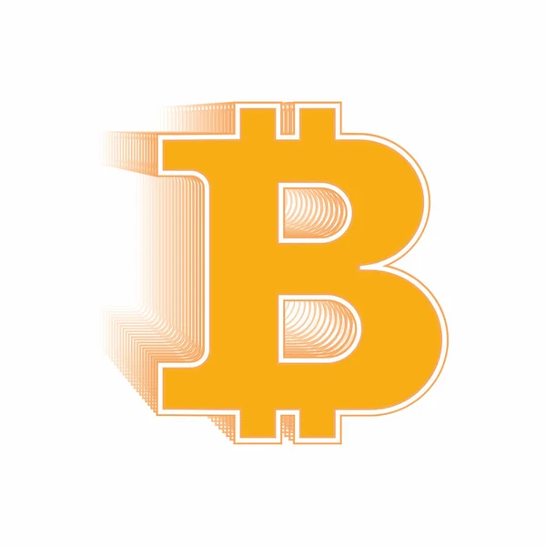 Símbolo naranja Bitcoin y blockchain en el fondo con símbolos — Foto de Stock