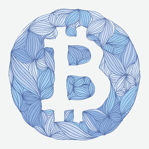 Vektör dekoratif el çizim Bitcoin sembolü. kriptografi illu