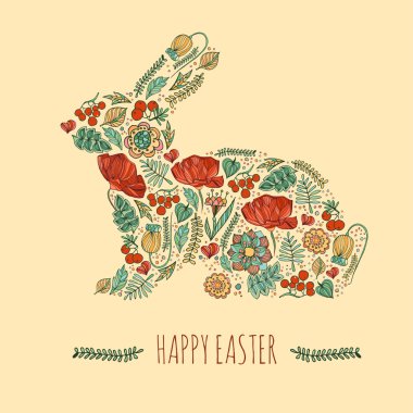 Happy easter card  illustration with floral decorative easter bu clipart