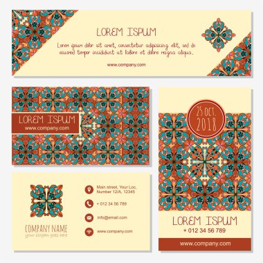 Business Card. Vintage decorative elements. Ornamental pattern