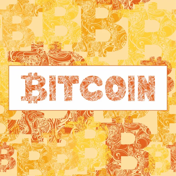 Bitcoin słowo na pomarańczowym tle — Zdjęcie stockowe