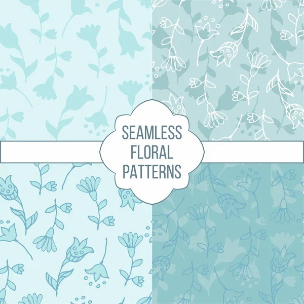 Cute floral seamless pattern set with leaves and flowers — Stock Photo, Image