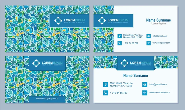 visiting card, business card with abstract polygonal pattern.