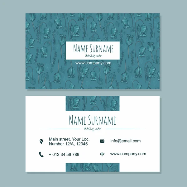 Visiting card businesscard template with cute hand drawn pattern — Stock Photo, Image