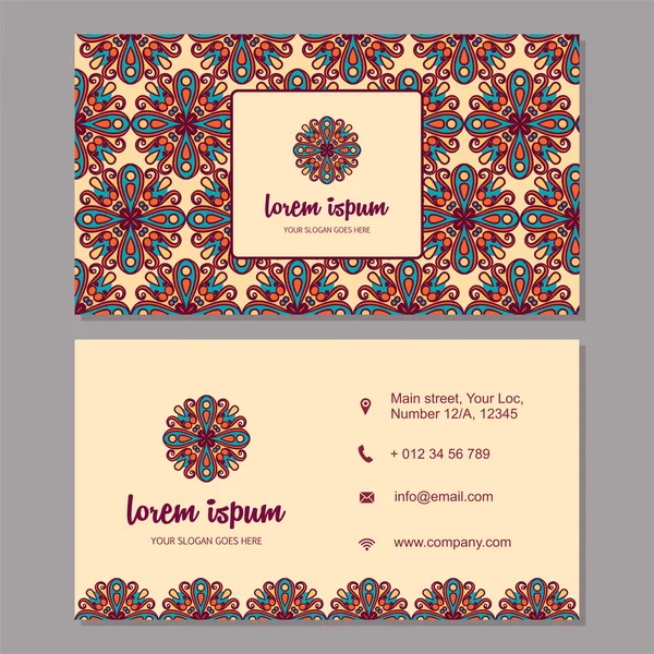 Visiting card and business card set with mandala design element — Stock Photo, Image