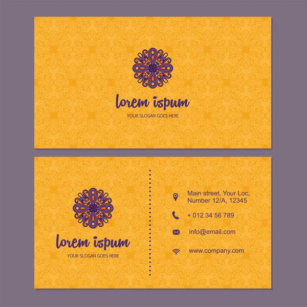 Visiting card and business card set with mandala design element — Stock Photo, Image