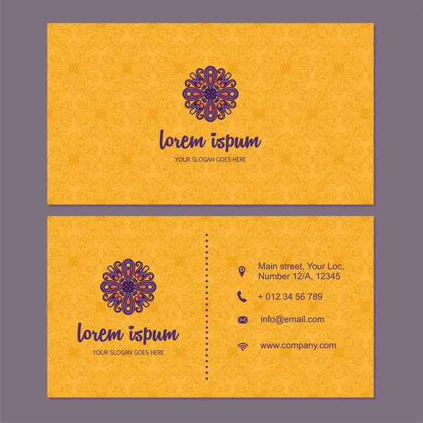 Conjunto de tarjetas de visita y tarjetas de visita con elemento de diseño mandala — Foto de Stock