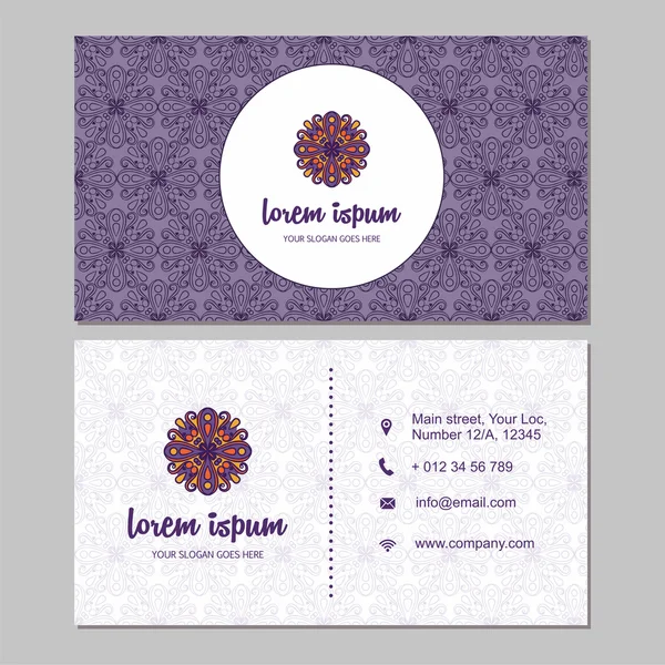 Visiting card and business card set with mandala design element — Stock Photo, Image