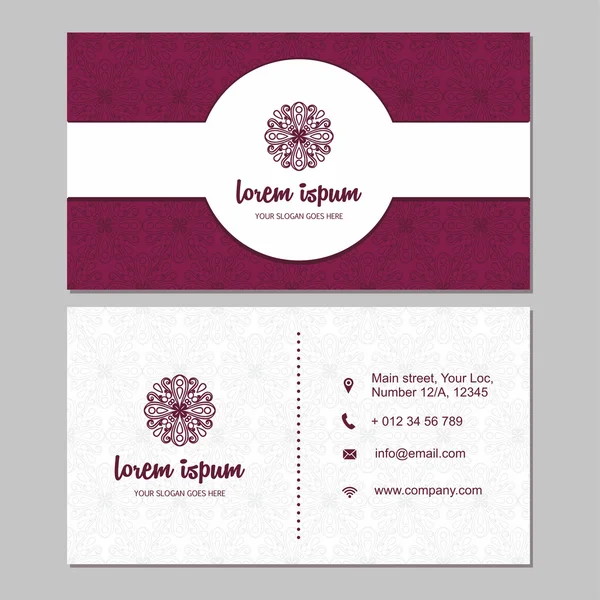 Visitenkarte und Visitenkarten-Set mit Mandala-Designelement — Stockfoto