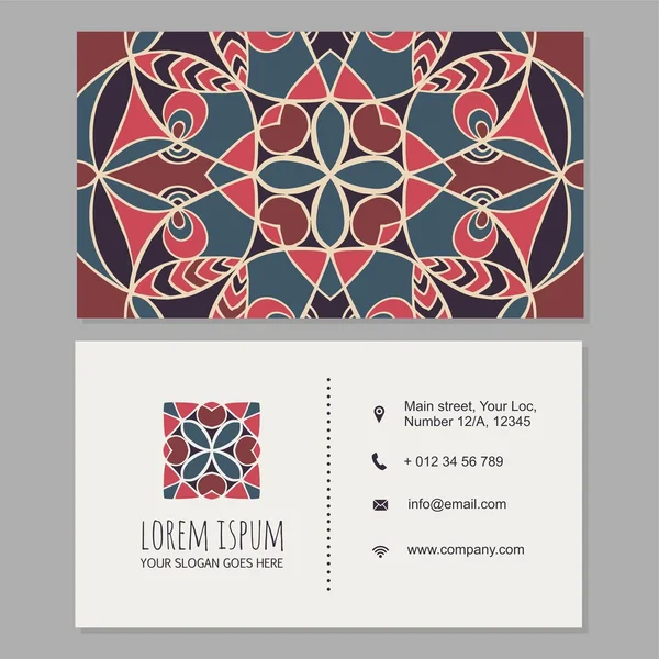 Mandala tasarım kartvizit veya kartvizit şablonu boho tarzı. 