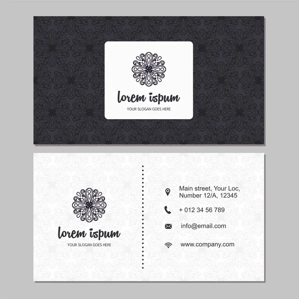 Visiting card and business card set with mandala design element — Stock Photo, Image