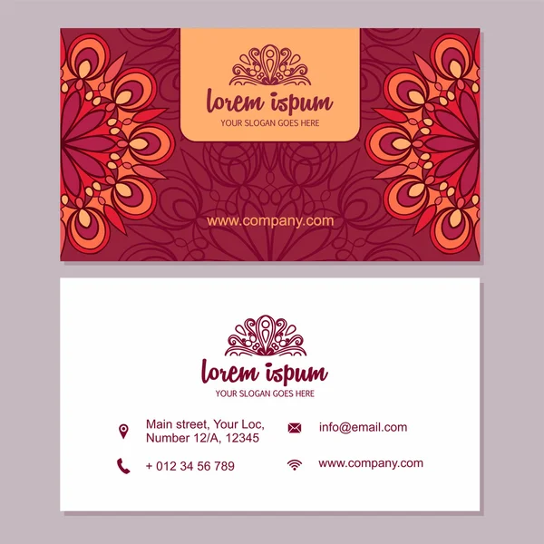 Visiting card and business card set with mandala design element