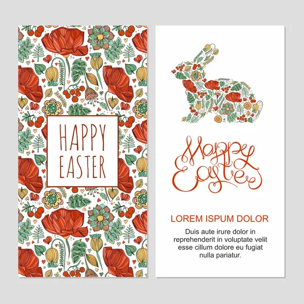 Happy easter cards illustration with decorative floral easter — Φωτογραφία Αρχείου