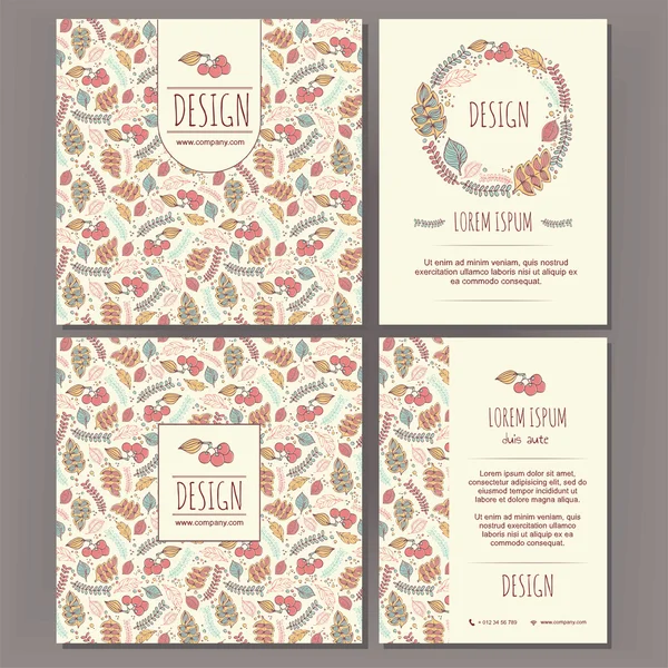 Brochure template with floral pattern background. Business card — Stock Photo, Image