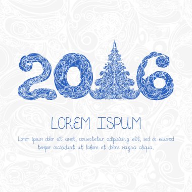 Mavi Noel ağacı ve Dekoratif şekiller şablonuyla