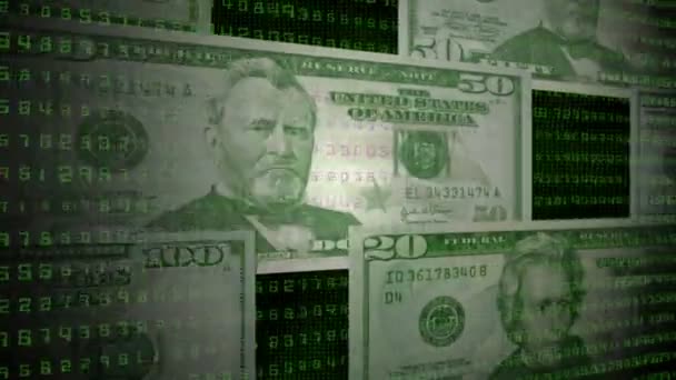 Dollarsedlar digital — Stockvideo