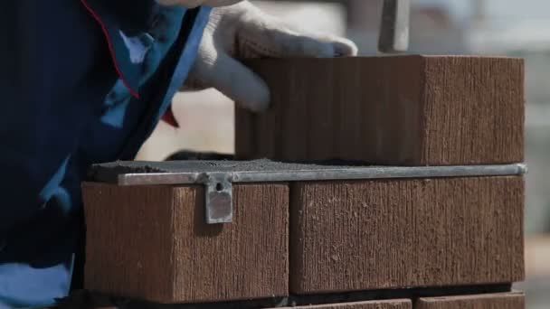 Construction of a brick house — Stock Video