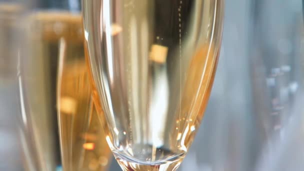 Champagne glasses close up — Stock Video