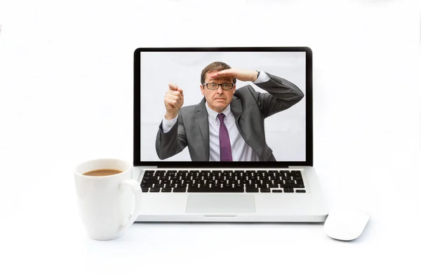 Trapped Businessman In A Laptop — Stock Photo, Image