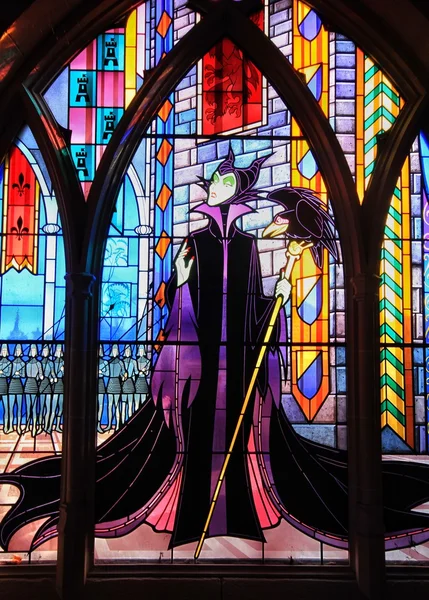 Ventana de cristal de Disney mancha de Maleficent —  Fotos de Stock