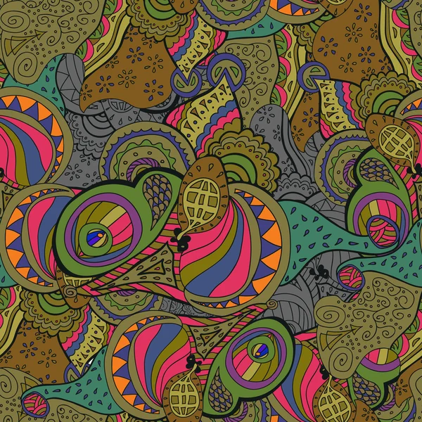 Vector abstract doodle & paisleys pattern — Stock vektor