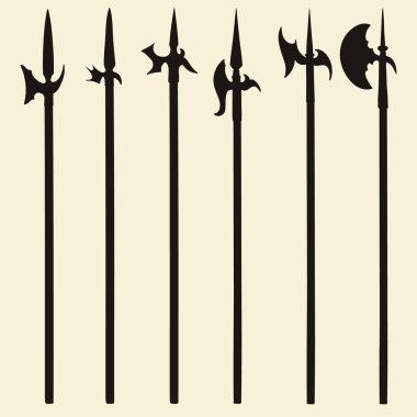 Vektör Halberds siluetleri Set