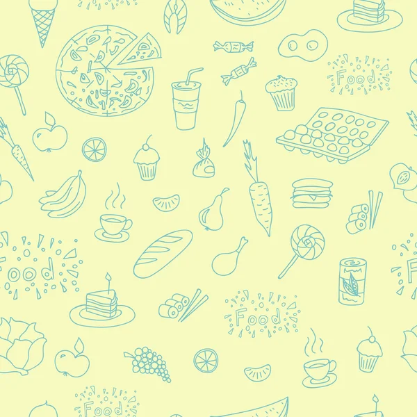 矢量涂鸦食物元素模式 — 图库矢量图片
